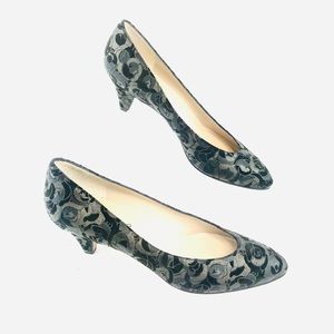 Vintage Court Shoes by AMALFI “SUSAN” Jacquard Heels HAND MADE IN ITALY 1960s